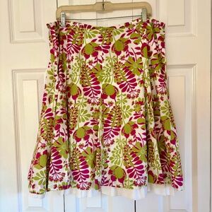 Garnet Hill Floral Skirt pink and green size 18
